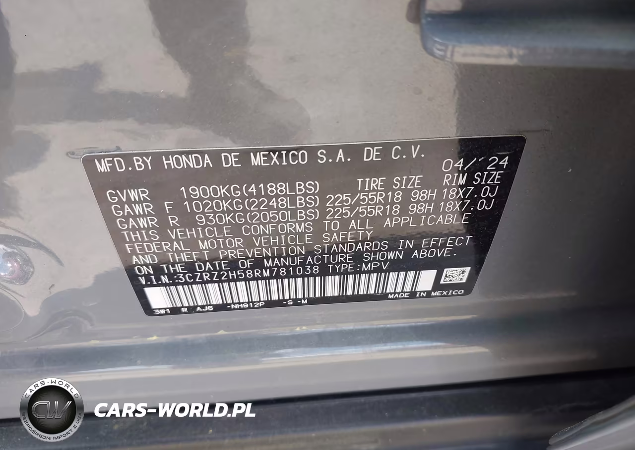 2024 Honda Hr-V Awd Sport-Awd Sport W-O Bsi VIN:3CZRZ2H58RM781038 - 9
