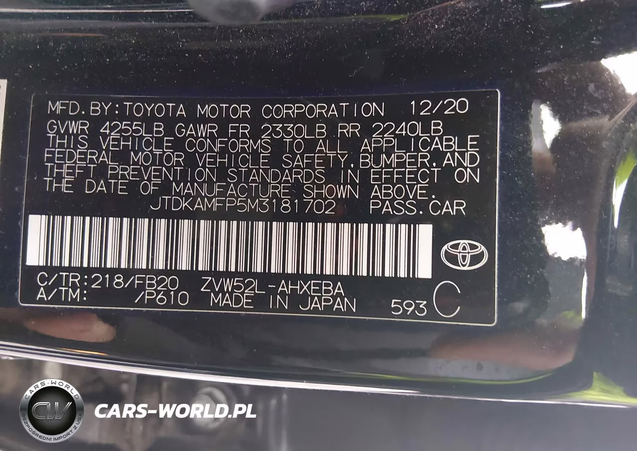 2021 Toyota Prius Prime Le VIN:JTDKAMFP5M3181702 - 9