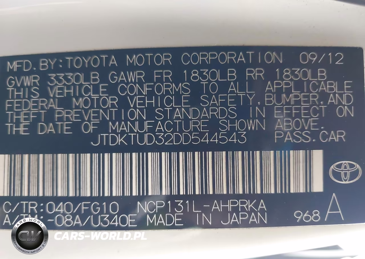 2013 Toyota Yaris Le VIN:JTDKTUD32DD544543 - 9