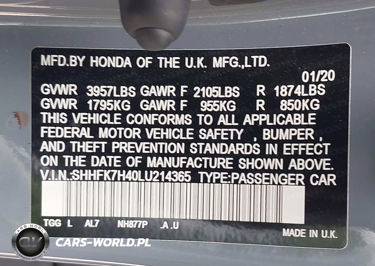 2020 Honda Civic Sport VIN:SHHFK7H40LU214365 - 9