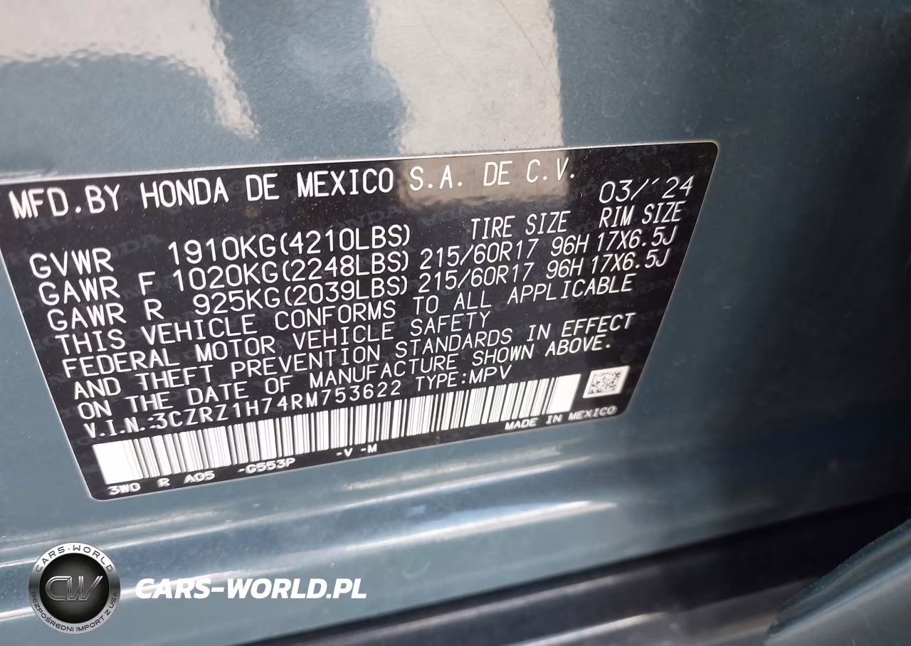 2024 Honda Hr-V 2Wd Ex-L-2Wd Ex-L W-O Bsi VIN:3CZRZ1H74RM753622 - 9
