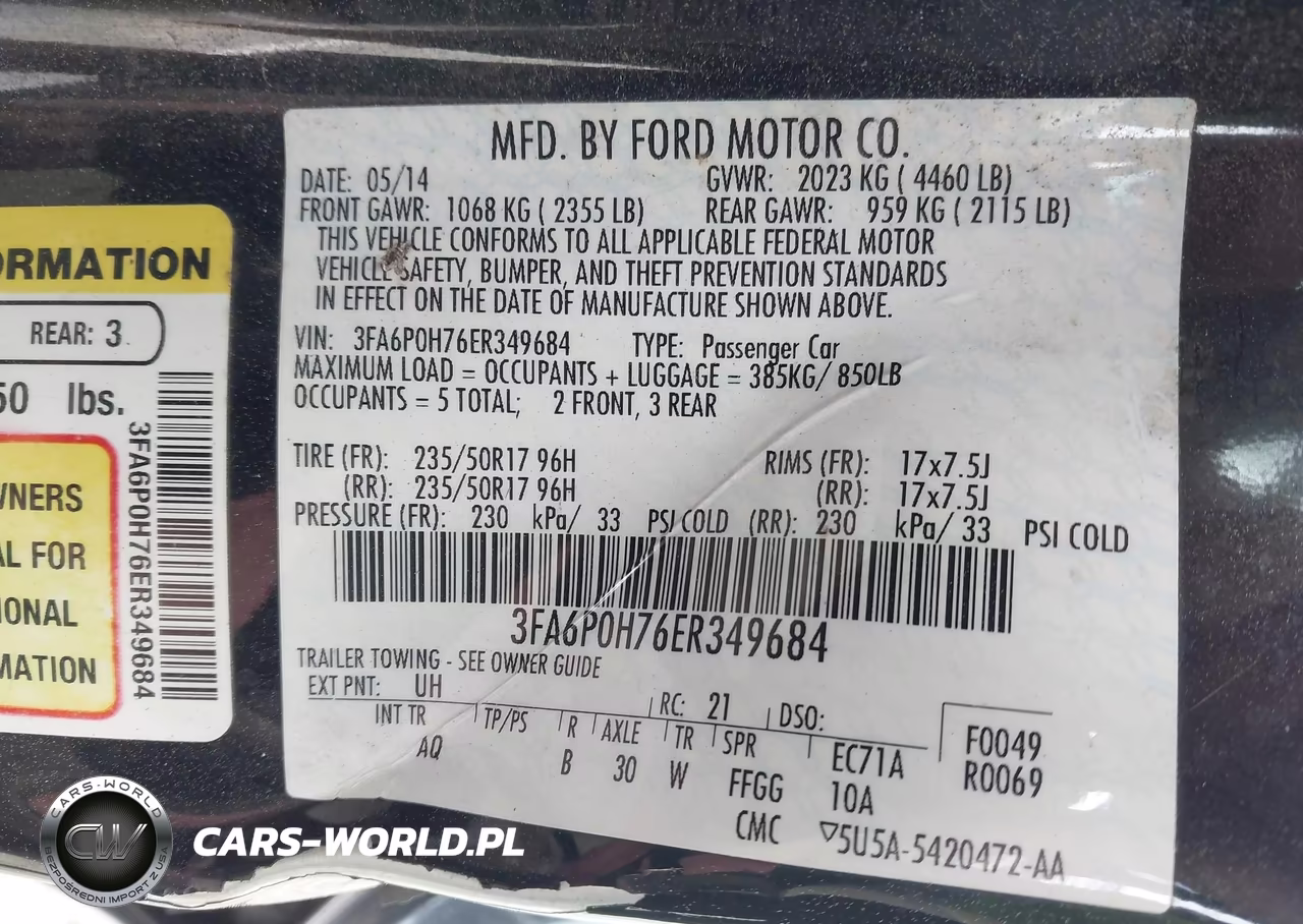 2014 Ford Fusion Se VIN:3FA6P0H76ER349684 - 9