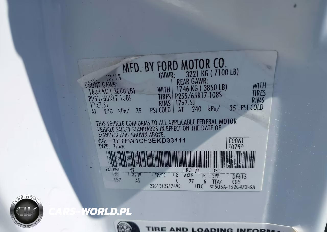 2014 Ford F-150 Xl VIN:1FTFW1CF3EKD33111 - 9