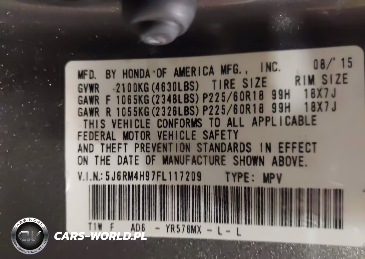 2015 Honda Cr-V Touring VIN:5J6RM4H97FL117209 - 9