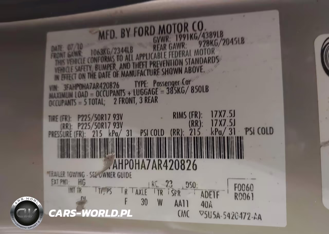 2010 Ford Fusion Se VIN:3FAHP0HA7AR420826 - 9