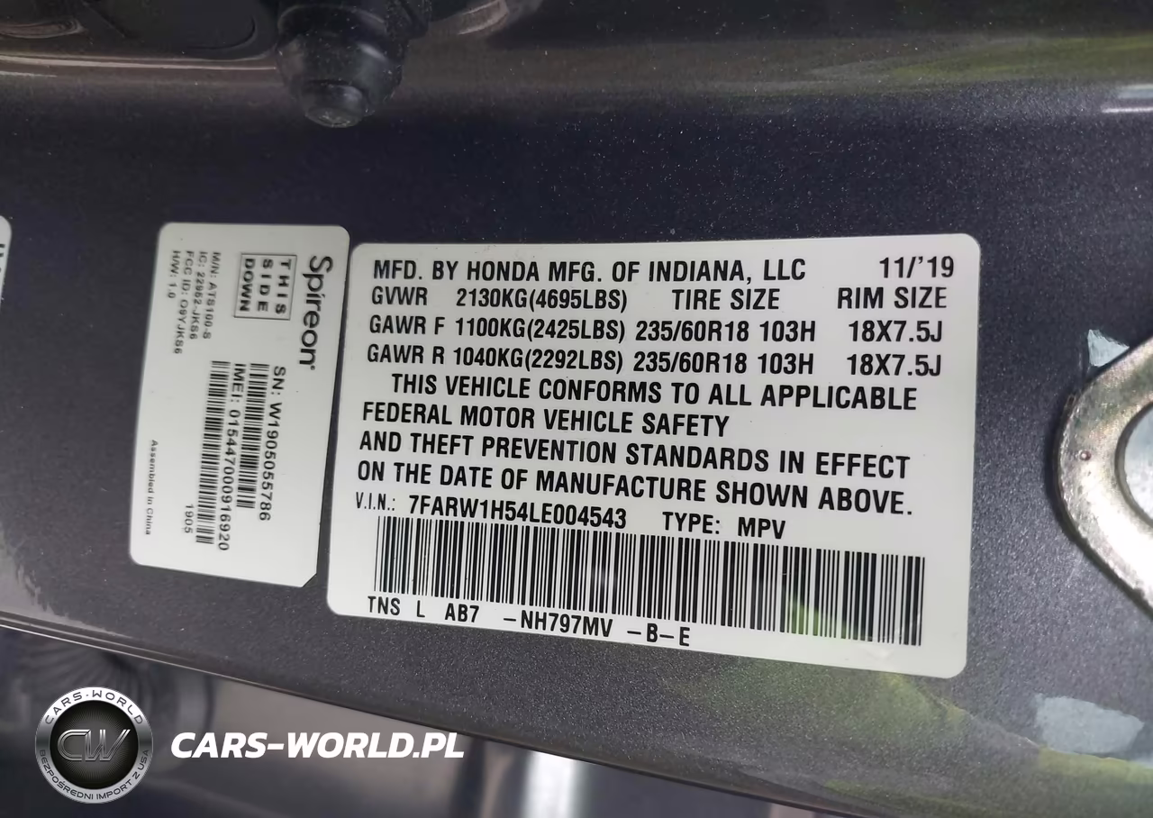 2020 Honda Cr-V 2Wd Ex VIN:7FARW1H54LE004543 - 9