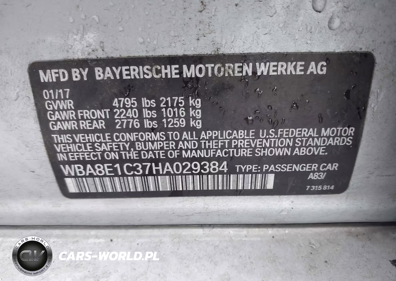 2017 BMW 330E Iperformance VIN:WBA8E1C37HA029384 - 9