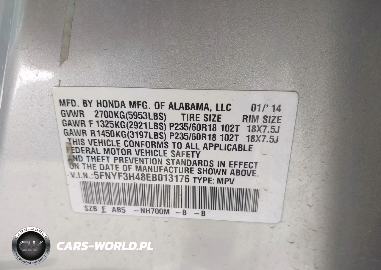 2014 Honda Pilot Ex VIN:5FNYF3H48EB013176 - 9