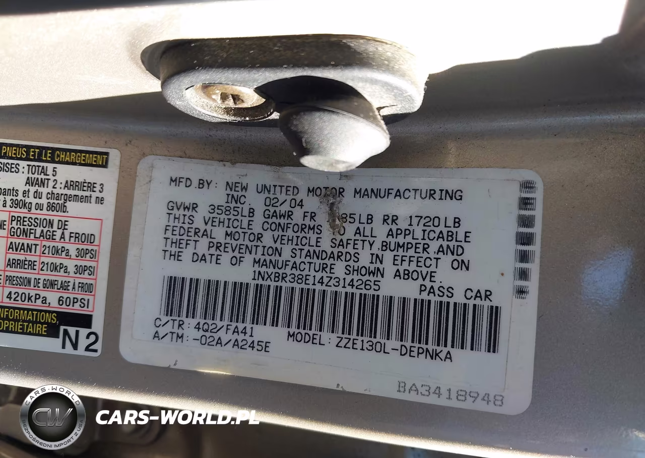 2004 Toyota Corolla Le VIN:1NXBR38E14Z314265 - 9