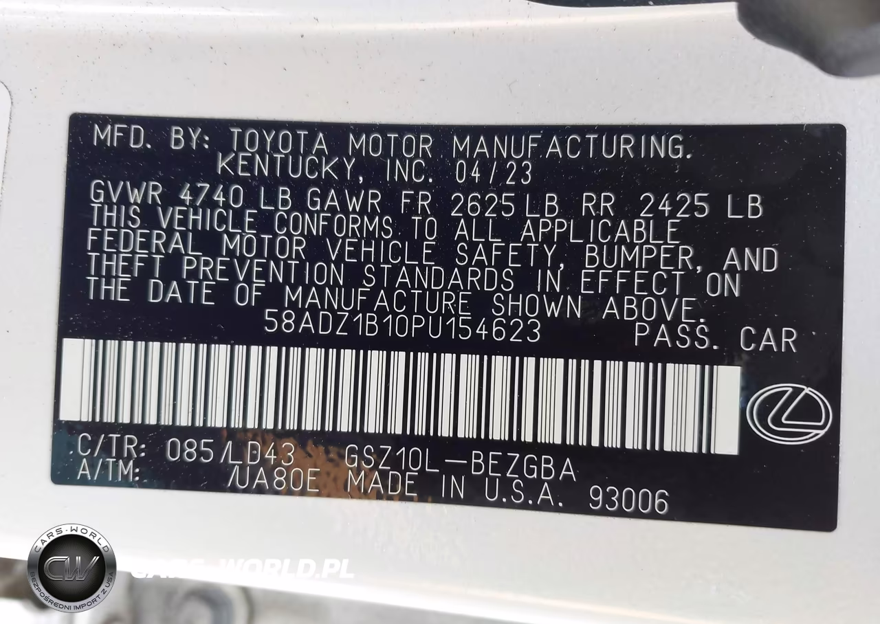 2023 Lexus Es 350 VIN:58ADZ1B10PU154623 - 9