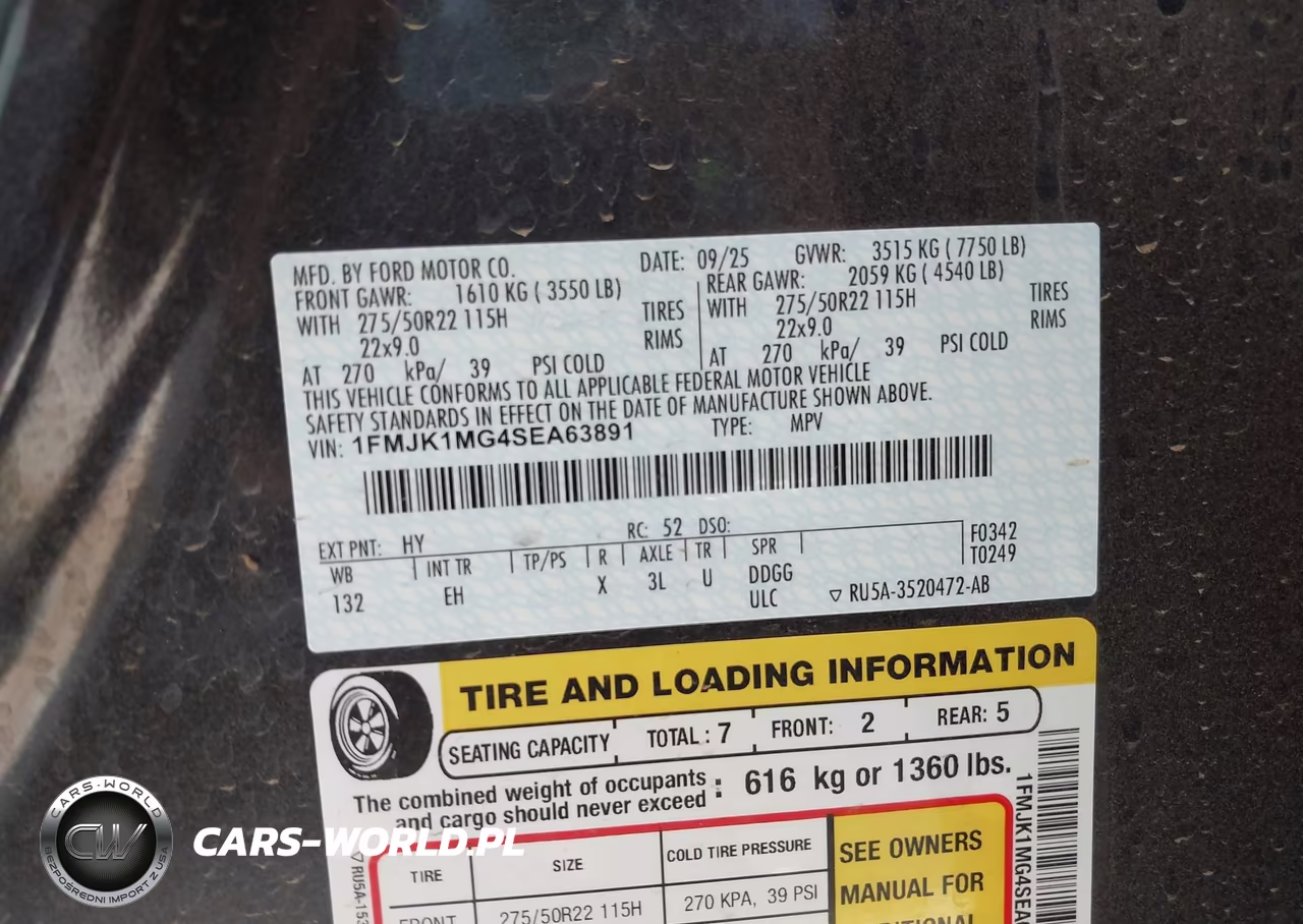 2025 Ford Expedition Platinum Max VIN:1FMJK1MG4SEA63891 - 9
