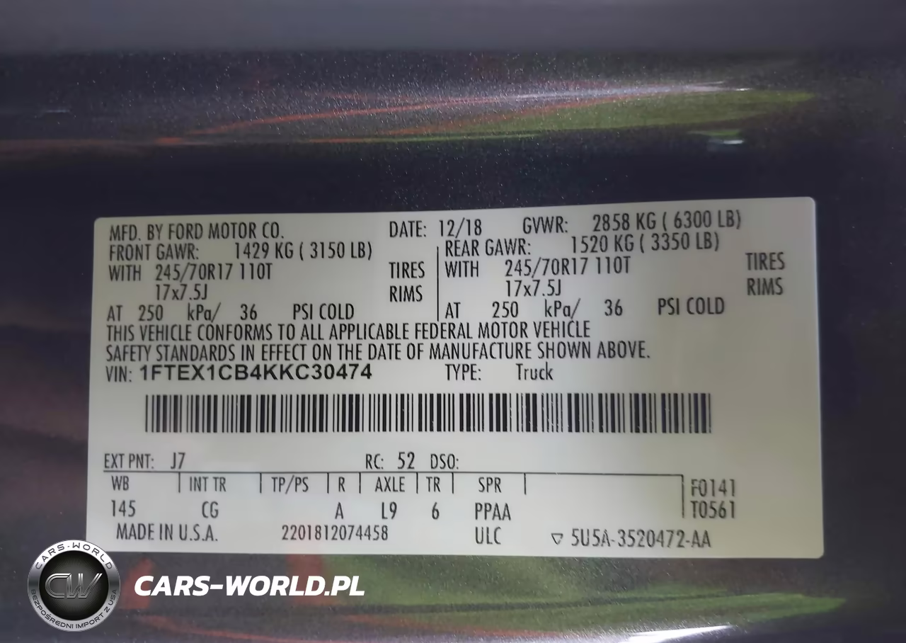 2019 Ford F-150 Xl VIN:1FTEX1CB4KKC30474 - 9