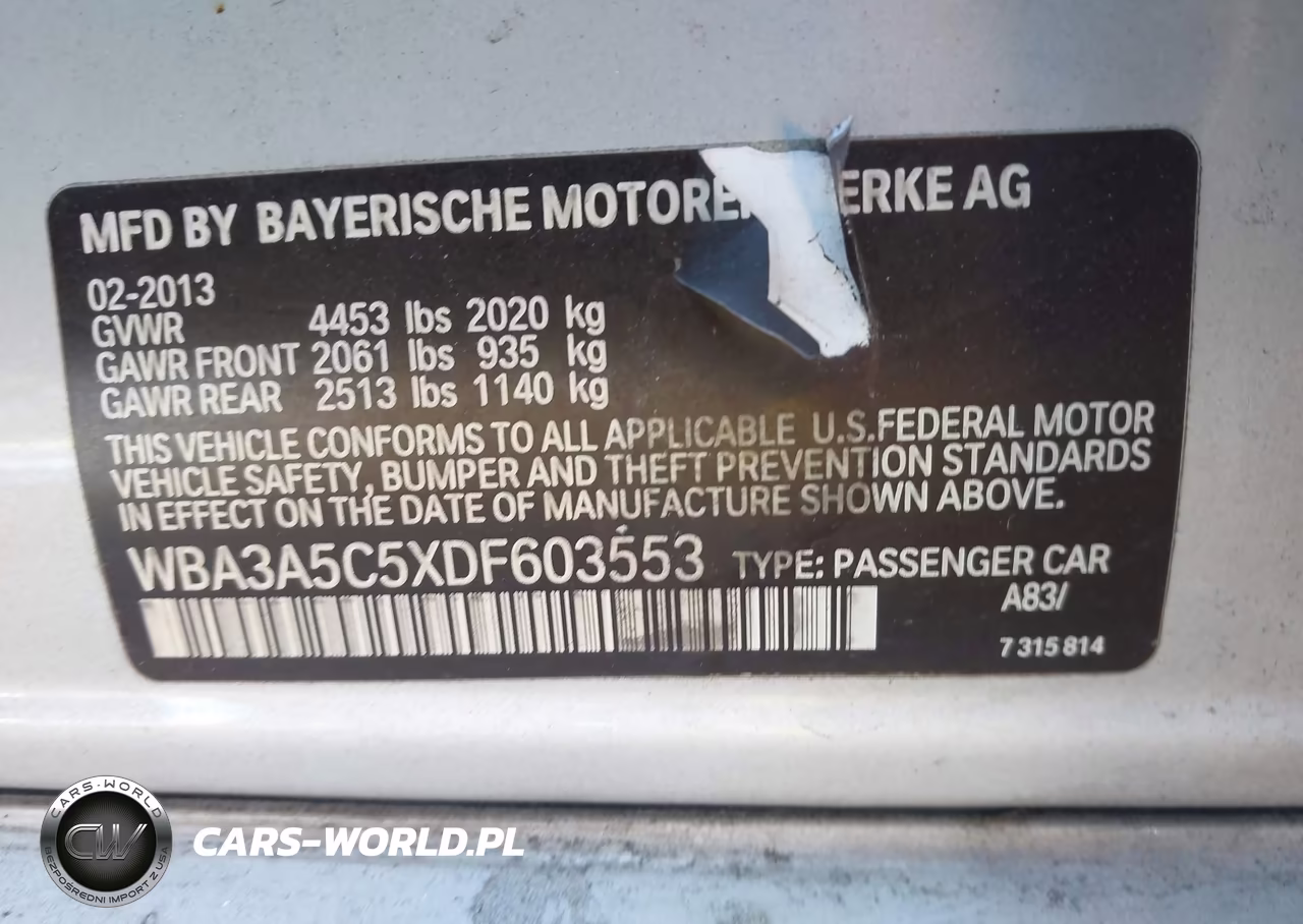 2013 BMW 328I VIN:WBA3A5C5XDF603553 - 9