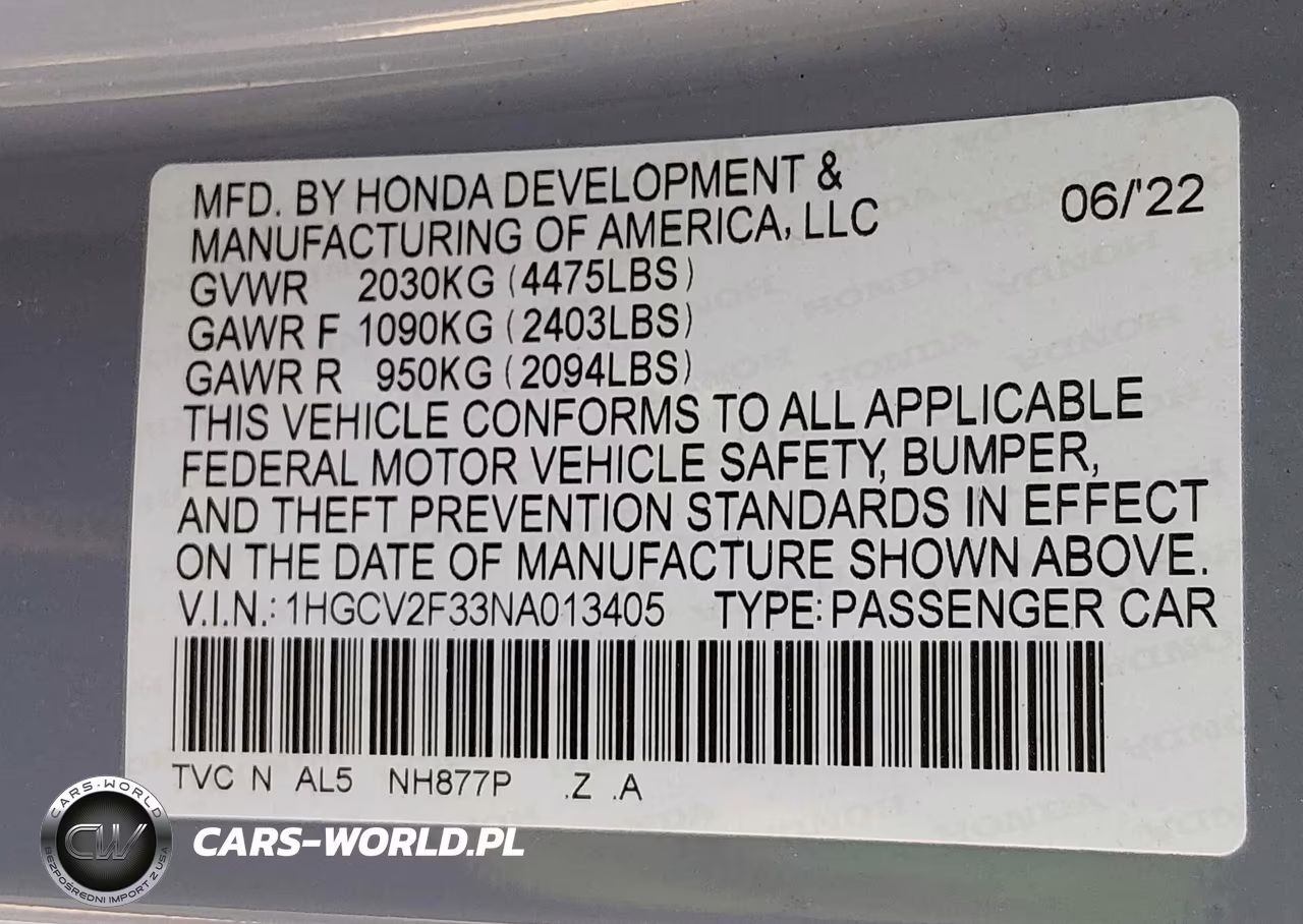 2022 Honda Accord Sport 2.0T VIN:1HGCV2F33NA013405 - 9