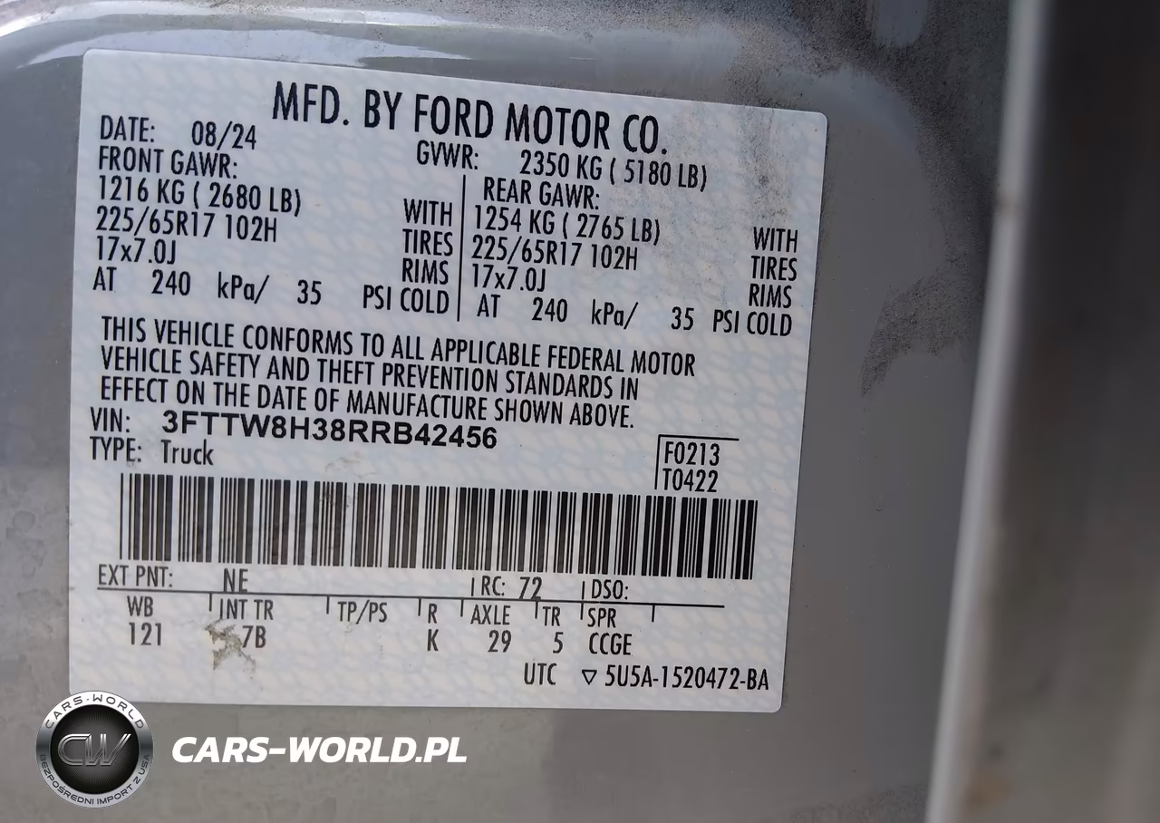 2024 Ford Maverick Xlt VIN:3FTTW8H38RRB42456 - 9
