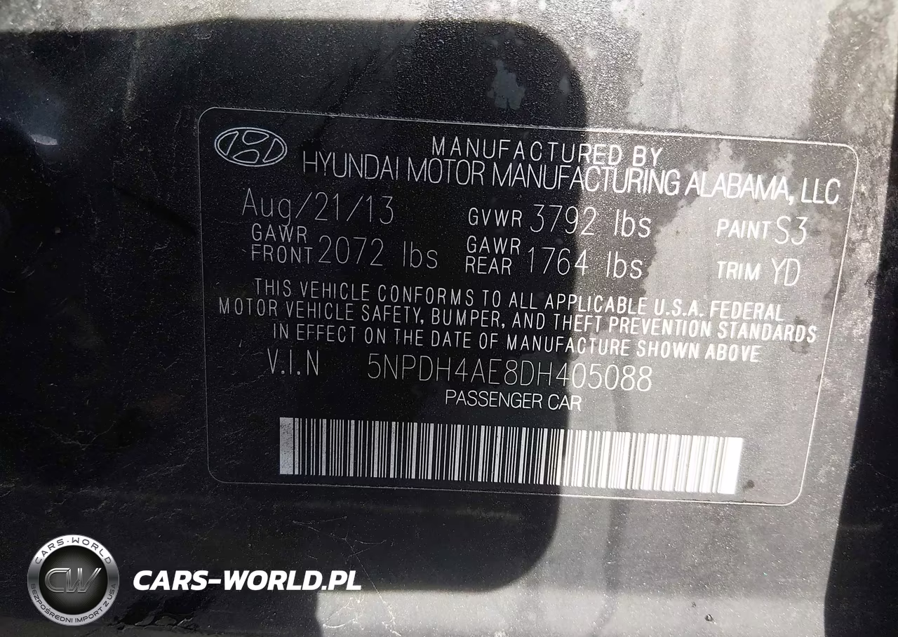 2013 Hyundai Elantra Gls VIN:5NPDH4AE8DH405088 - 9