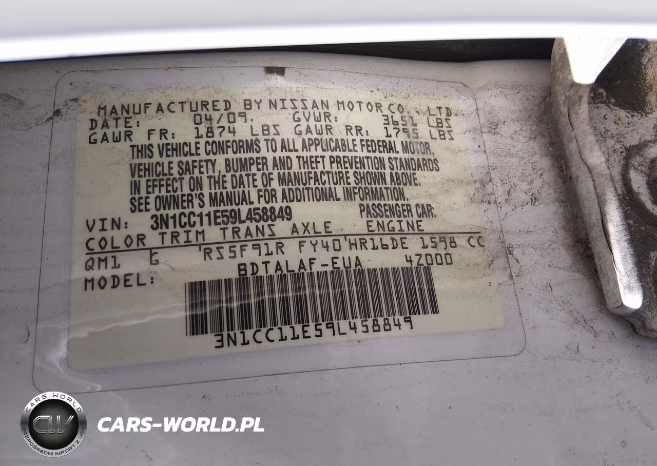 2009 Nissan Versa 1.6 Base VIN:3N1CC11E59L458849 - 9