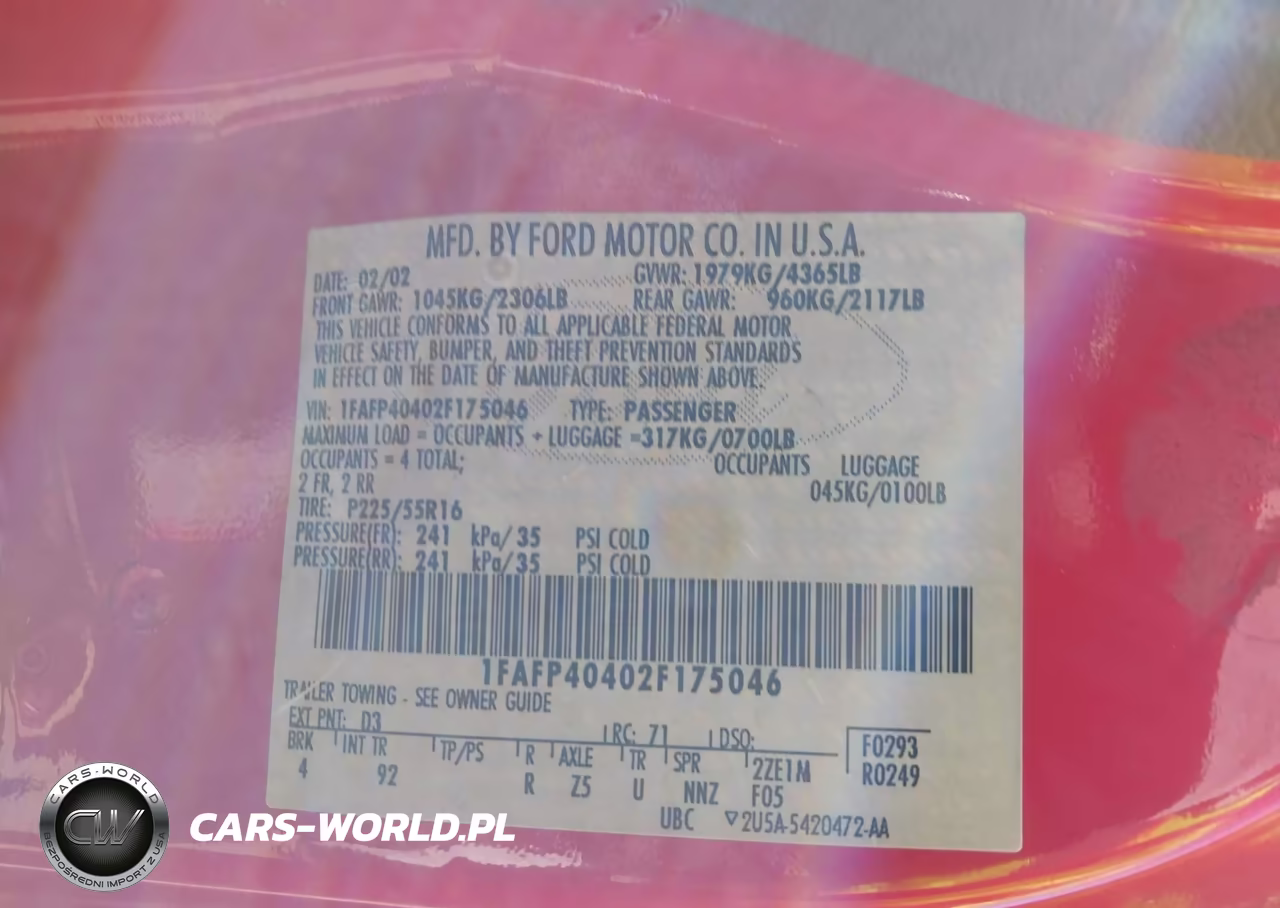 2002 Ford Mustang VIN:1FAFP40402F175046 - 9
