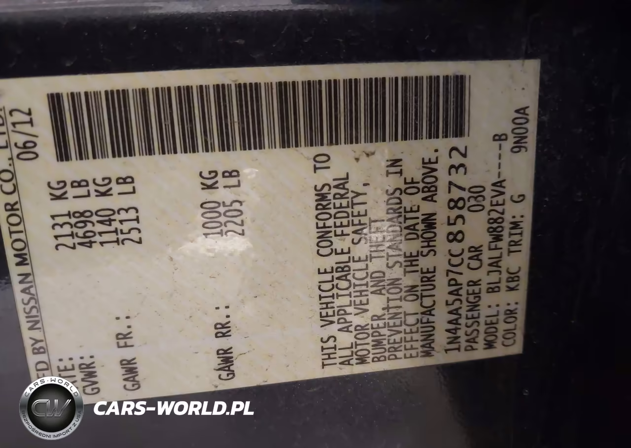 2012 Nissan Maxima 3.5 Sv VIN:1N4AA5AP7CC858732 - 9