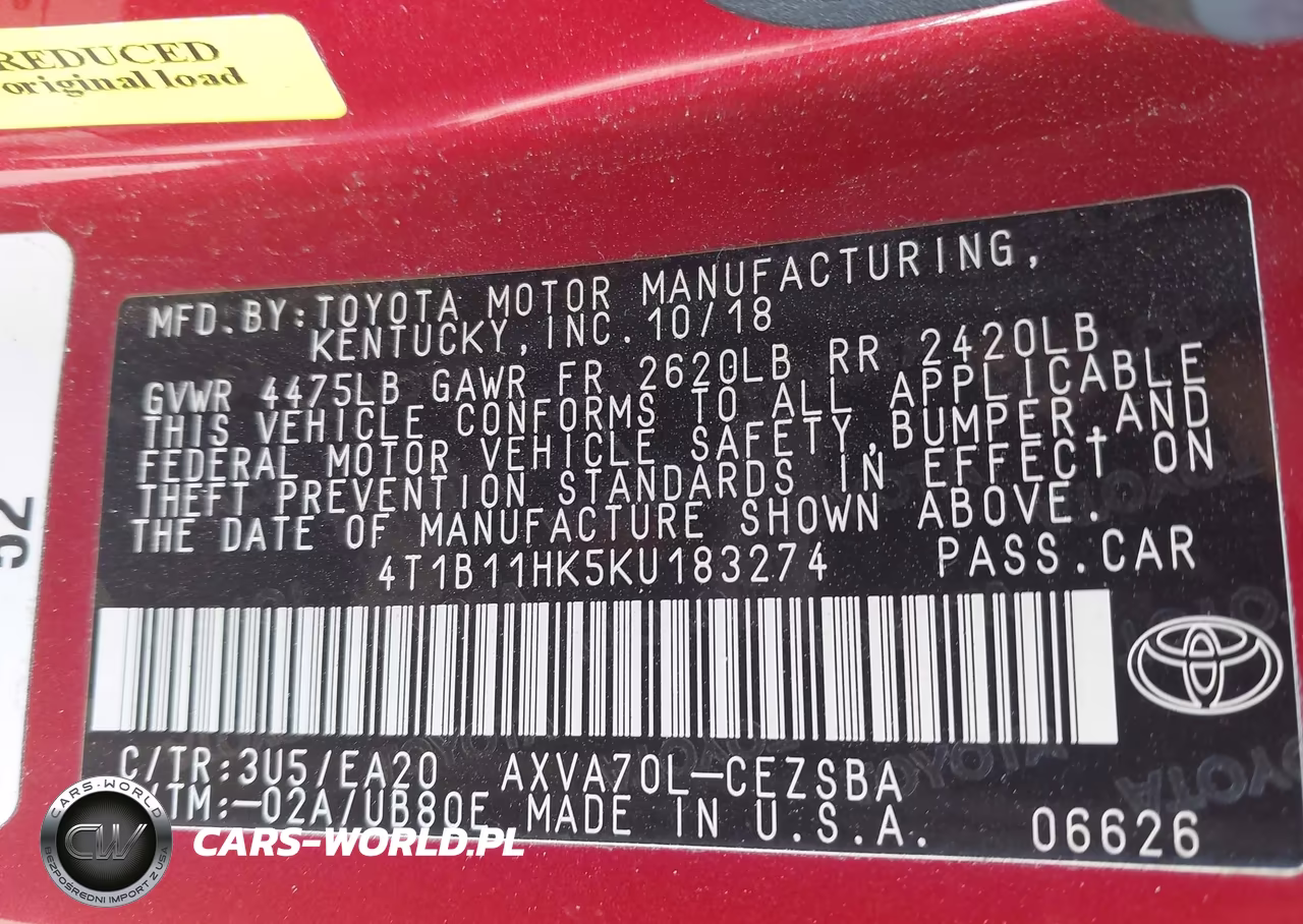 2019 Toyota Camry Se VIN:4T1B11HK5KU183274 - 9