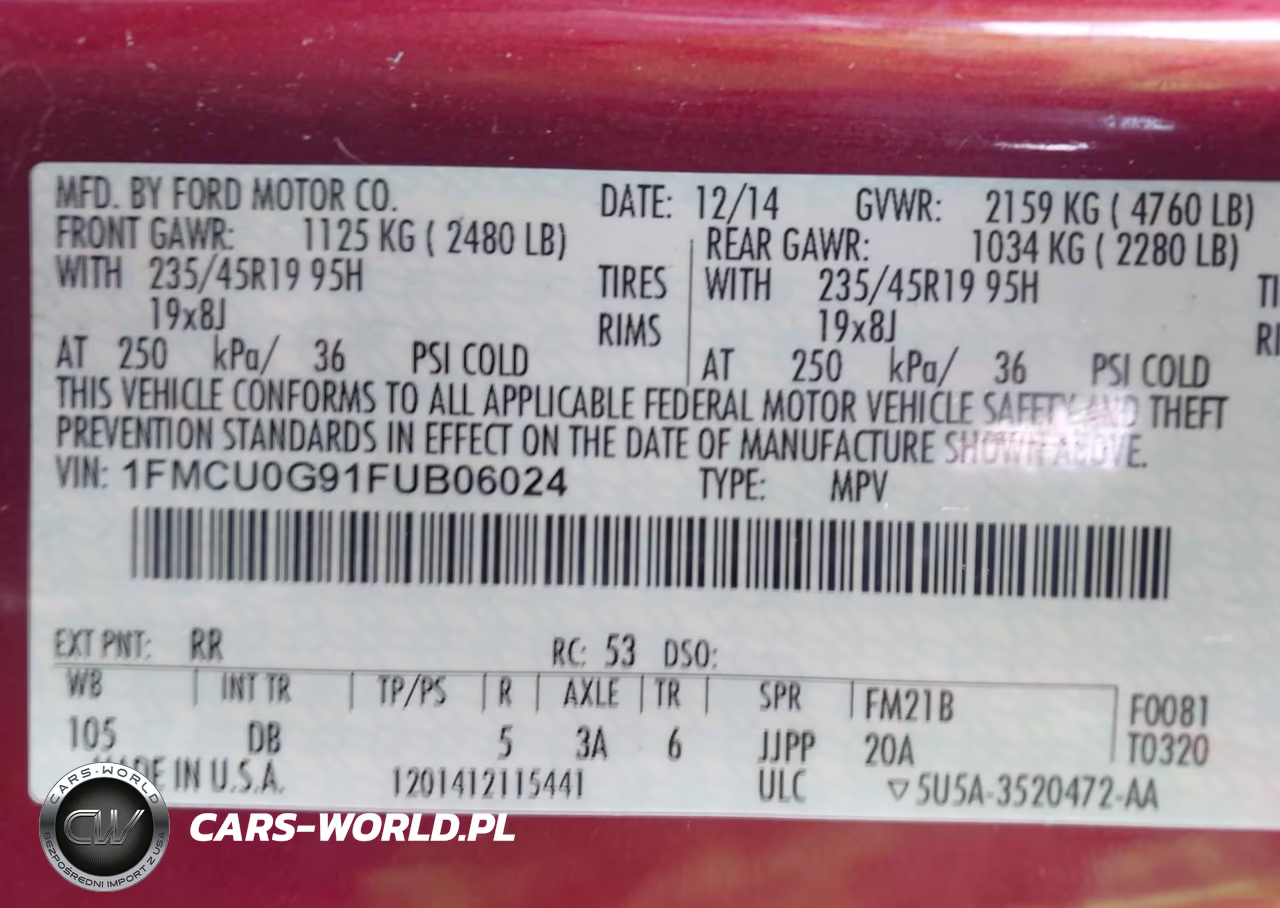 2015 Ford Escape Se VIN:1FMCU0G91FUB06024 - 9