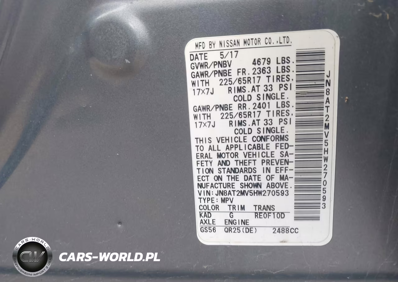 2017 Nissan Rogue Sv VIN:JN8AT2MV5HW270593 - 9