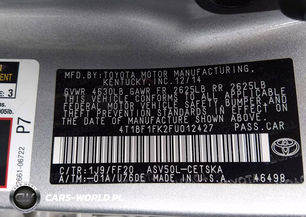 2015 Toyota Camry Se VIN:4T1BF1FK2FU012427 - 9