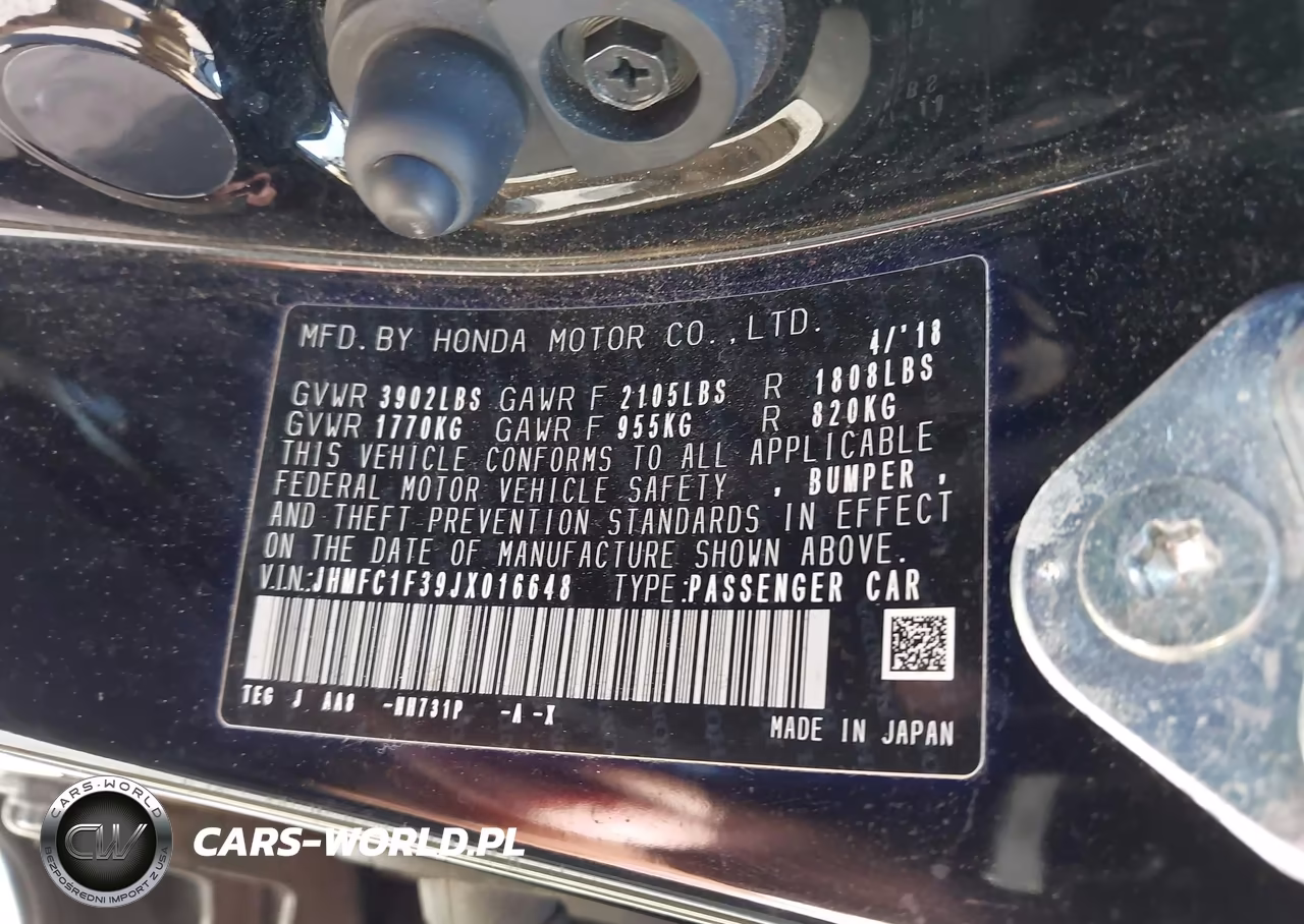 2018 Honda Civic Ex-T VIN:JHMFC1F39JX016648 - 9