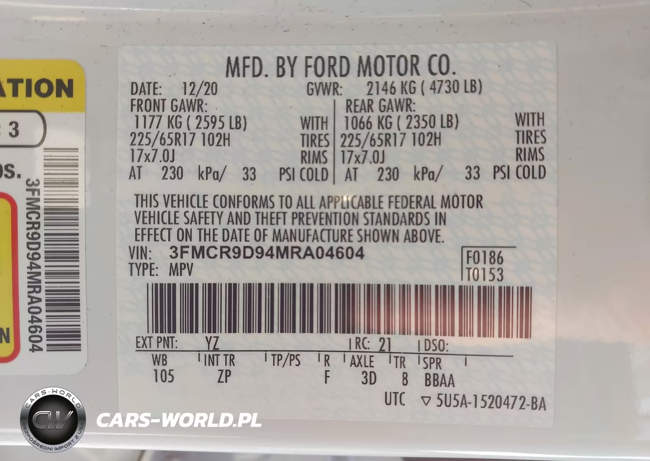 2021 Ford Bronco Sport Badlands VIN:3FMCR9D94MRA04604 - 9
