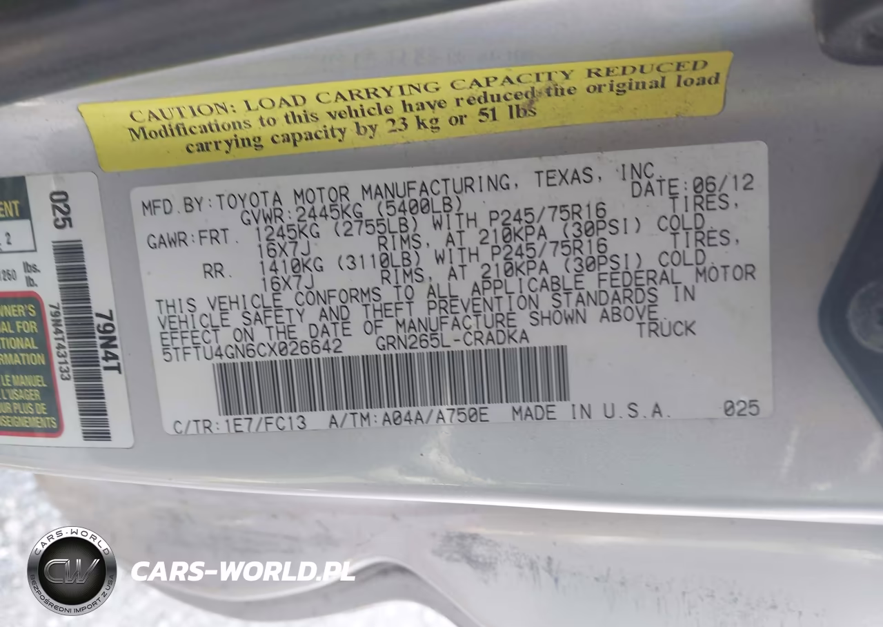2012 Toyota Tacoma Prerunner V6 VIN:5TFTU4GN6CX026642 - 9