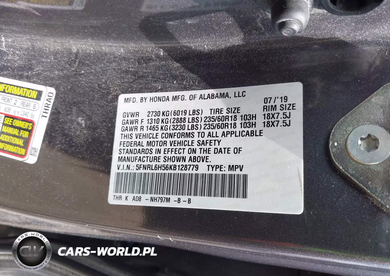 2019 Honda Odyssey Ex VIN:5FNRL6H56KB128779 - 9