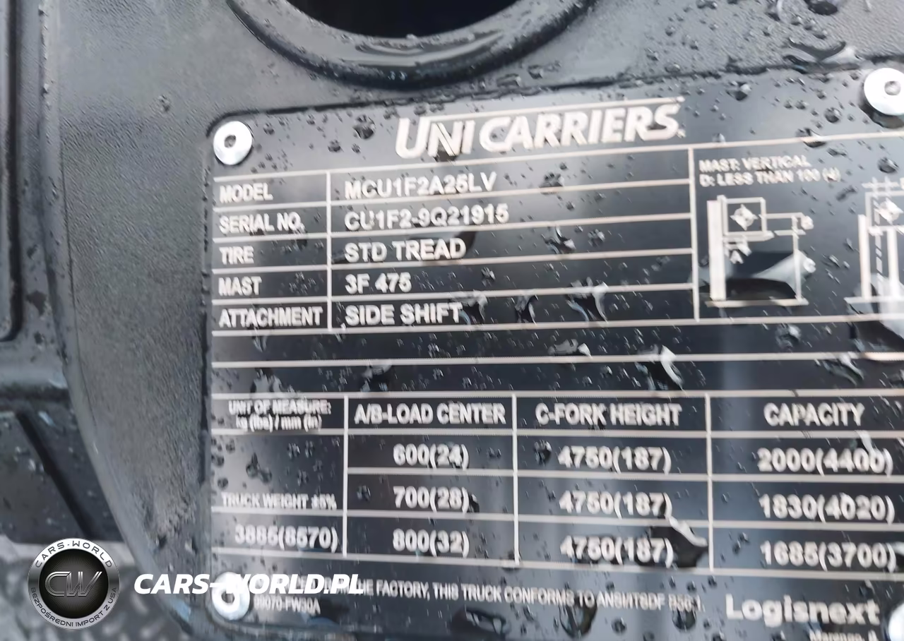 2021 Unicarriers Forklift VIN:CUIF29Q21915 - 9