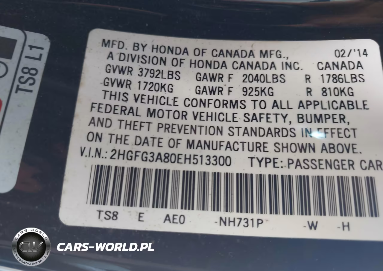 2014 Honda Civic Ex VIN:2HGFG3A80EH513300 - 9