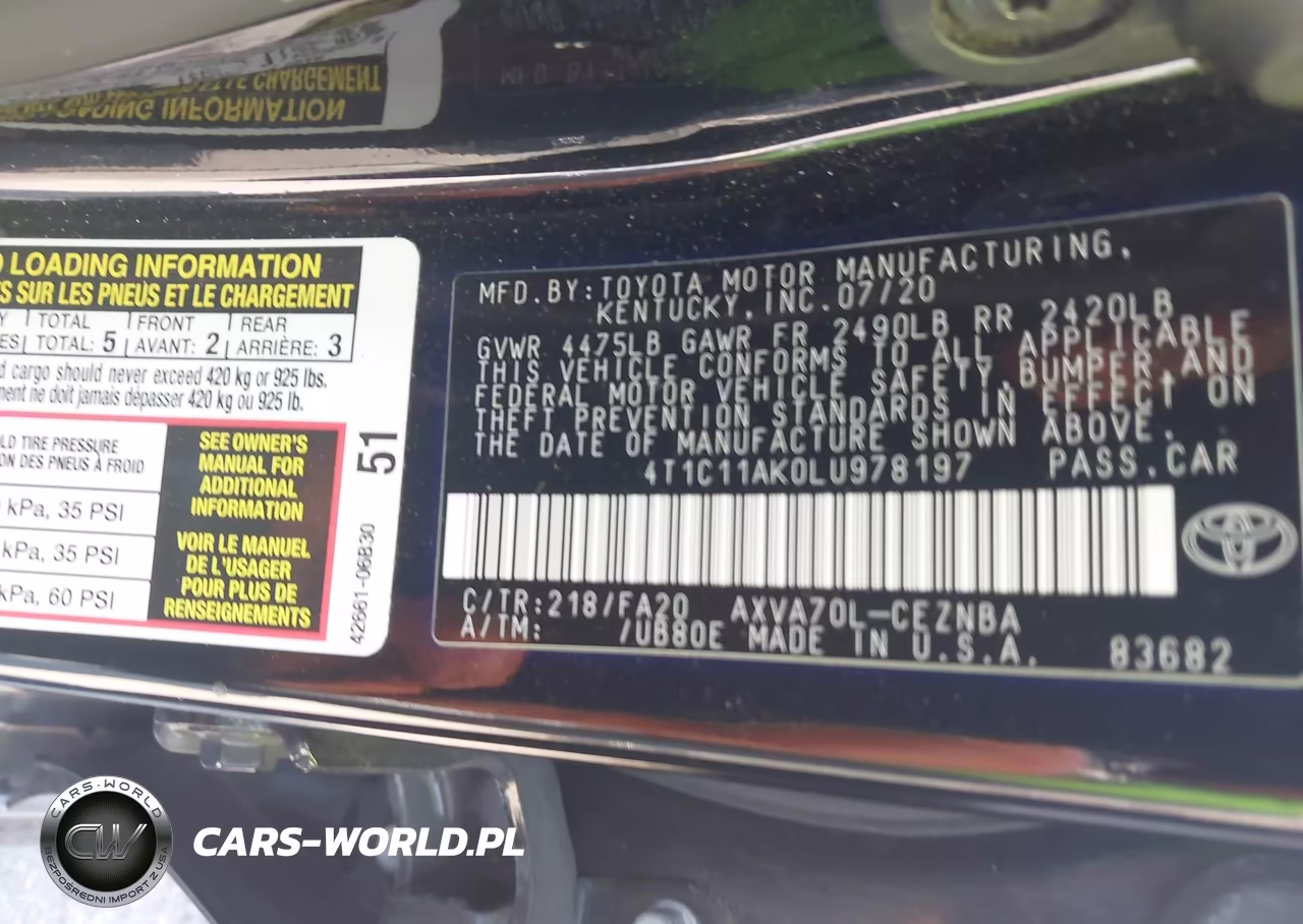 2020 Toyota Camry Le VIN:4T1C11AK0LU978197 - 9