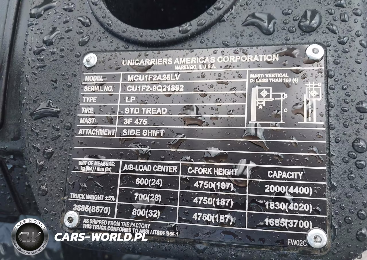 2021 Unicarriers Forklift VIN:CU1F29Q21892 - 9
