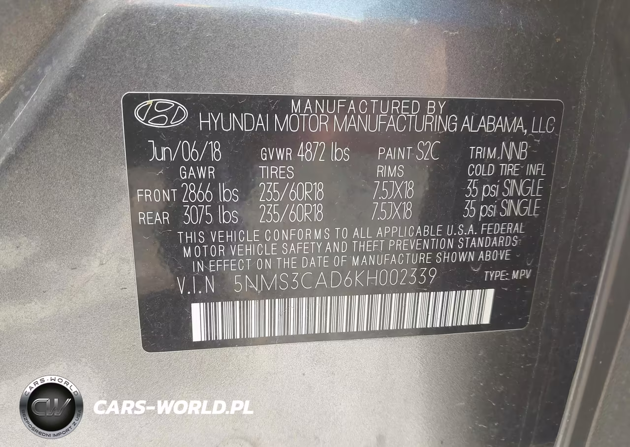 2019 Hyundai Santa Fe Sel Plus VIN:5NMS3CAD6KH002339 - 9