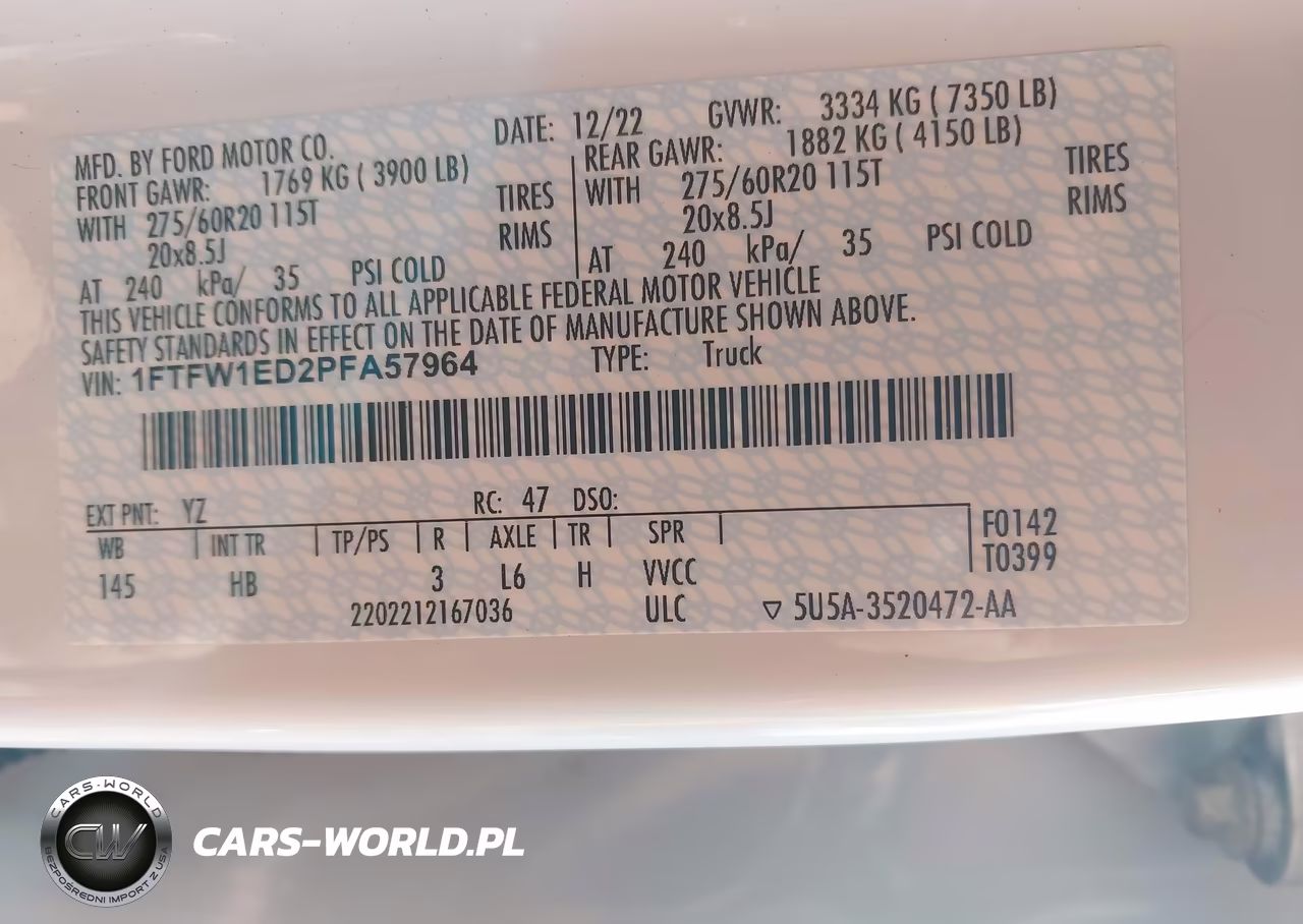 2023 Ford F-150 Lariat VIN:1FTFW1ED2PFA57964 - 9