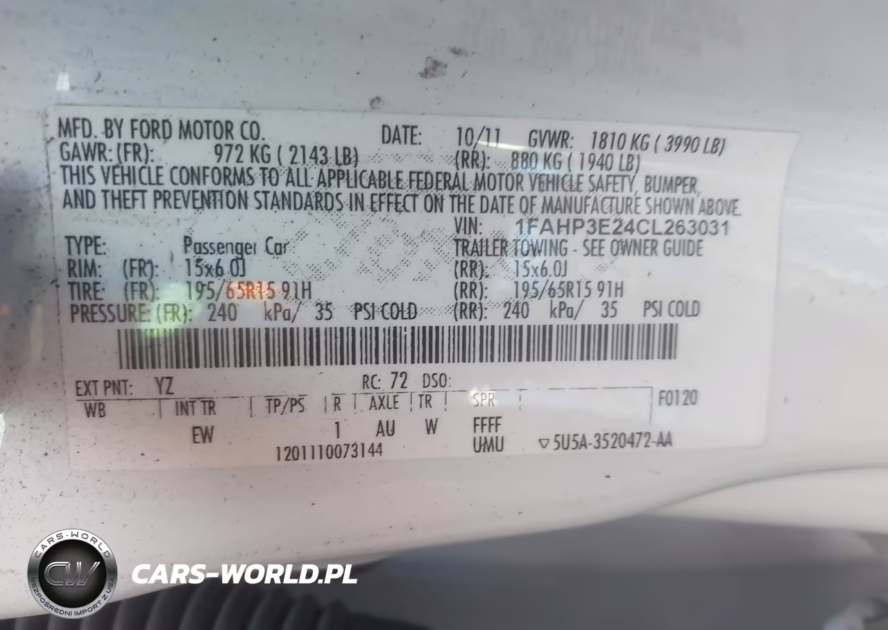 2012 Ford Focus S VIN:1FAHP3E24CL263031 - 9