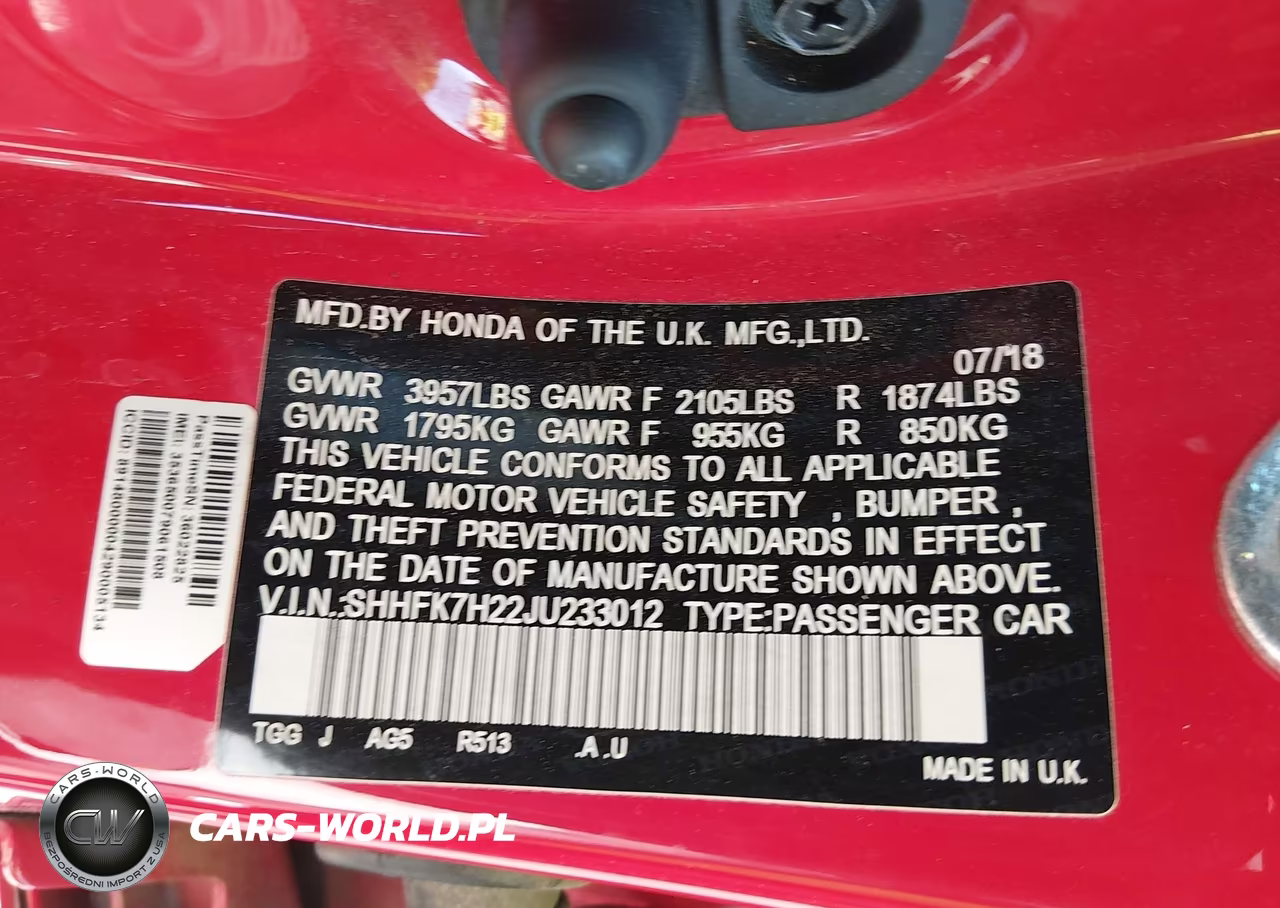 2018 Honda Civic Lx VIN:SHHFK7H22JU233012 - 9