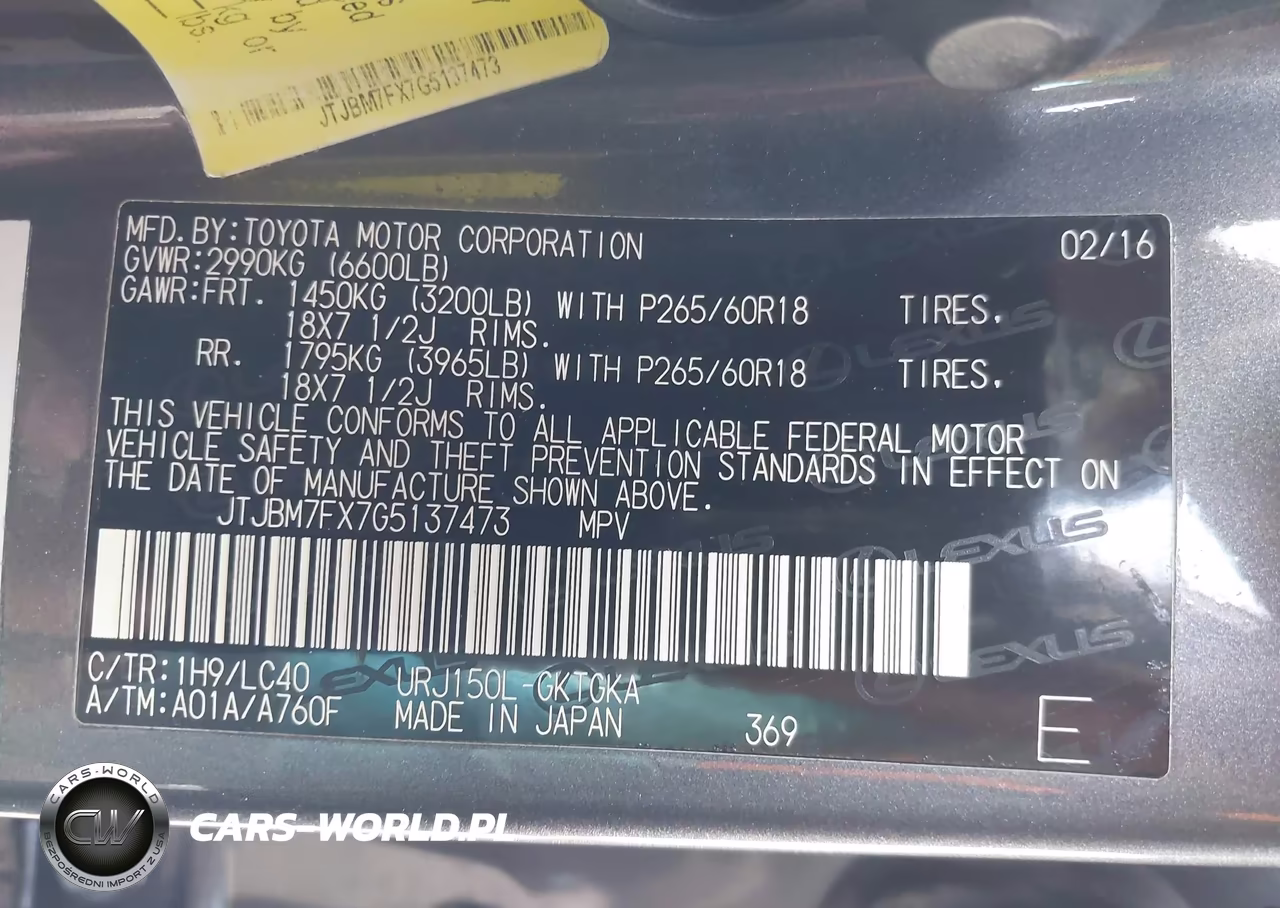 2016 Lexus Gx 460 VIN:JTJBM7FX7G5137473 - 9