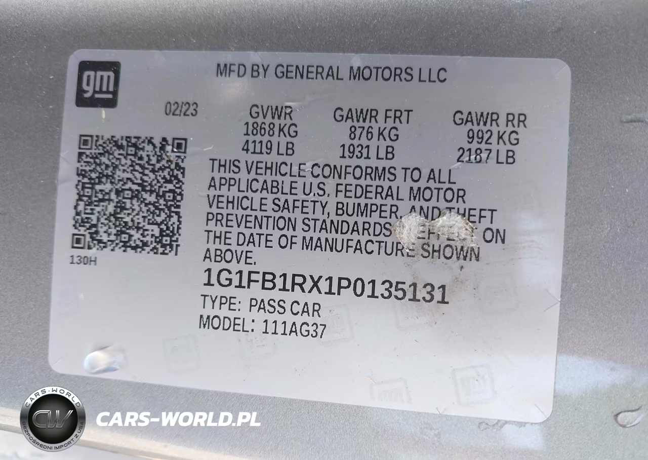 2023 Chevrolet Camaro Rwd 1Lt VIN:1G1FB1RX1P0135131 - 9