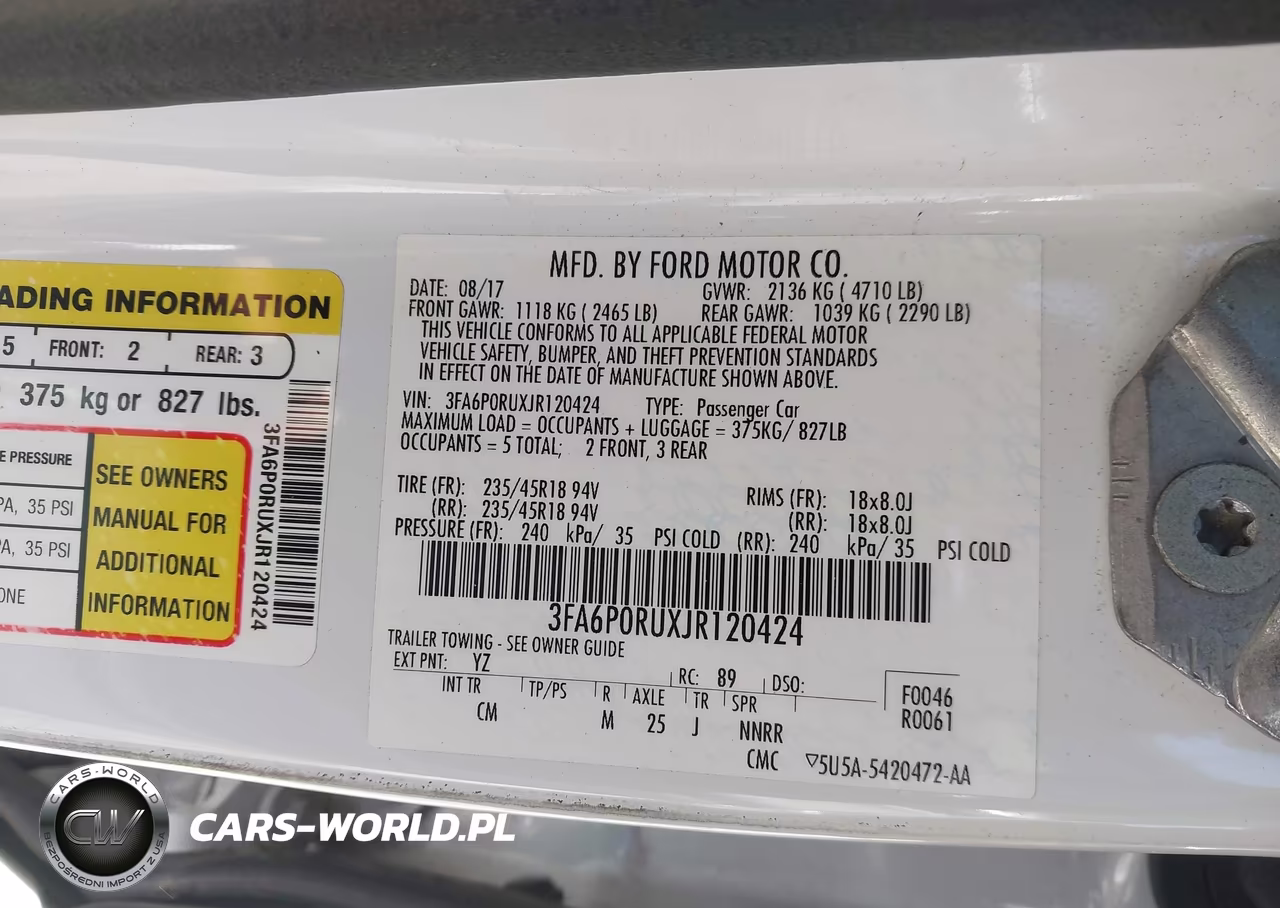 2018 Ford Fusion Hybrid Titanium VIN:3FA6P0RUXJR120424 - 9