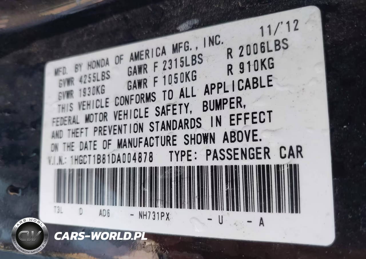 2013 Honda Accord Ex-L VIN:1HGCT1B81DA004878 - 9