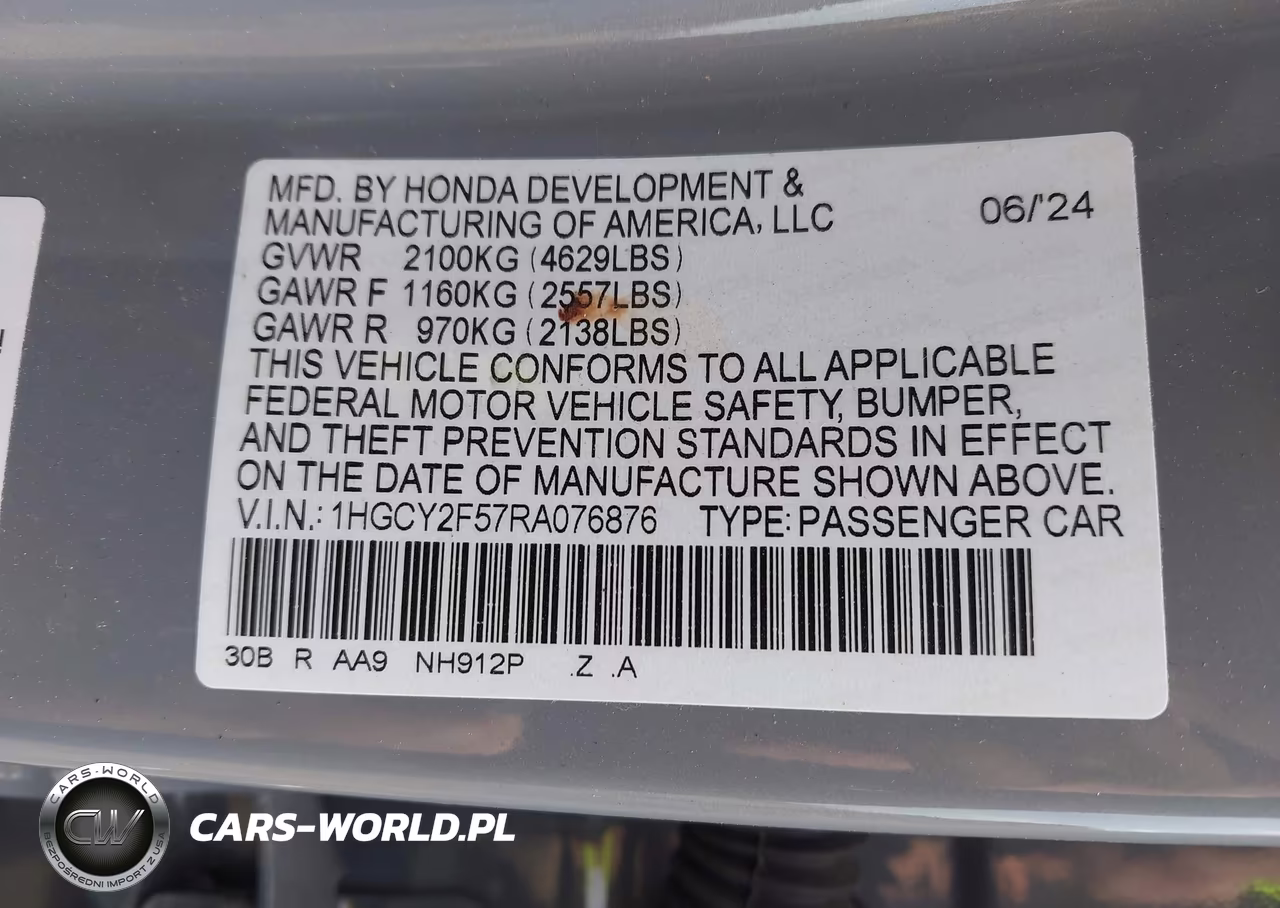 2024 Honda Accord Hybrid Sport VIN:1HGCY2F57RA076876 - 9