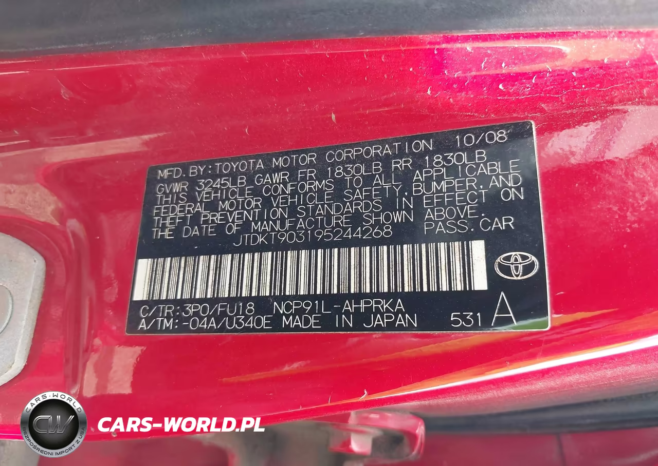 2009 Toyota Yaris VIN:JTDKT903195244268 - 9