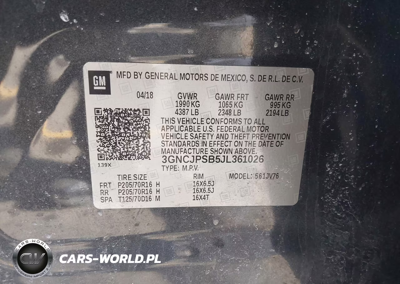 2018 Chevrolet Trax Lt VIN:3GNCJPSB5JL361026 - 9