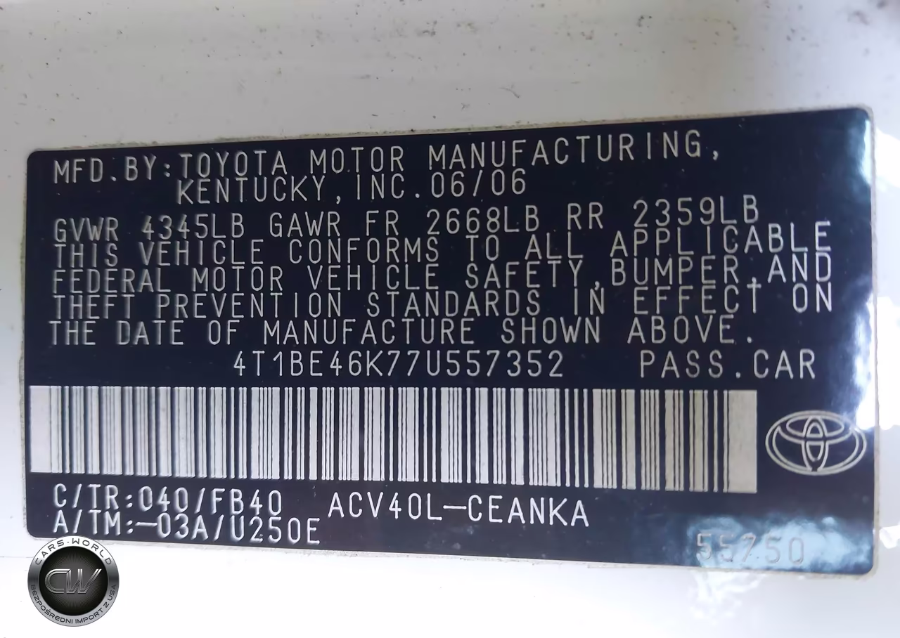 2007 Toyota Camry Le VIN:4T1BE46K77U557352 - 9