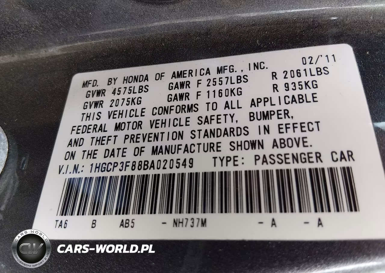 2011 Honda Accord 3.5 Ex-L VIN:1HGCP3F88BA020549 - 9