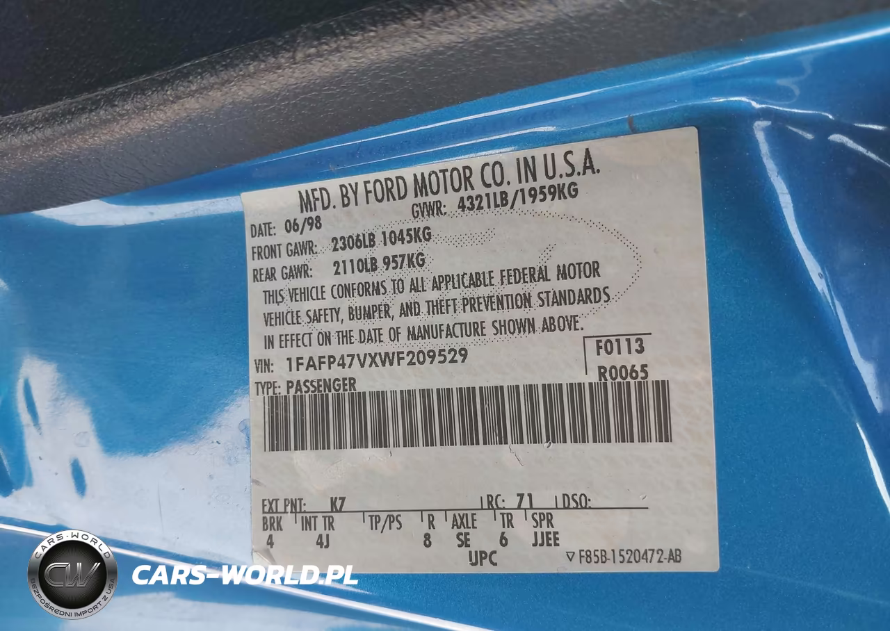 1998 Ford Mustang Svt Cobra VIN:1FAFP47VXWF209529 - 9