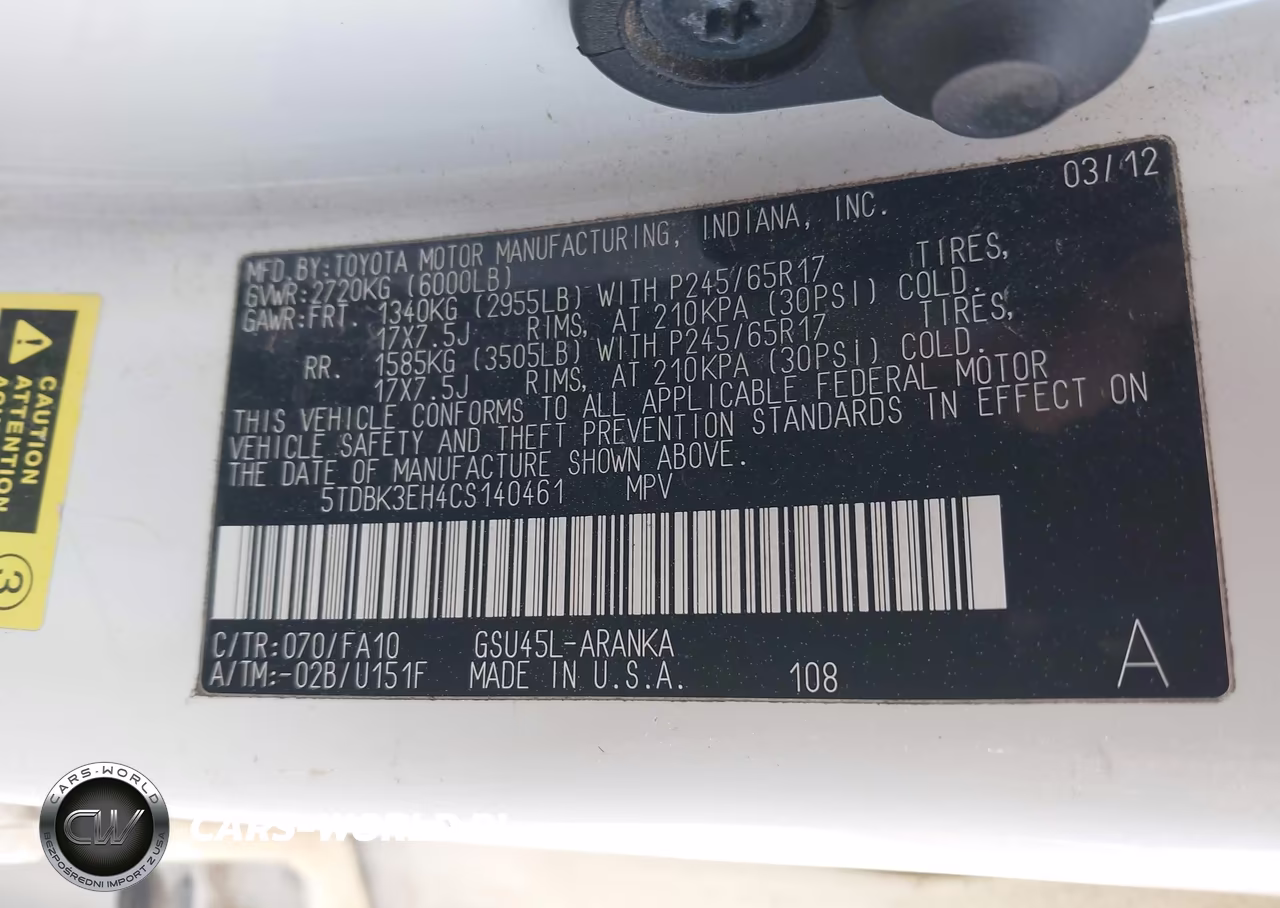 2012 Toyota Highlander Base V6 VIN:5TDBK3EH4CS140461 - 9